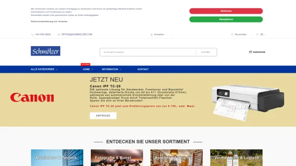 Website Screenshot: Schmölzer mediaJETCAD technische Spezialpapiere und Folien - Schmölzer GmbH - Plotter, Plotterpapier, Öko Bonrollen, Linerless und mehr - Date: 2023-06-15 16:02:34
