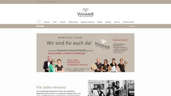 Website Screenshot: Helmut Wimmer Gesellschaft m.b.H. Co. Uhren Schmuck Goldschmiede WIMMER St. Johann Tirol - Schmuck Uhren Goldschmiede Wimmer | St. Johann in Tirol - Date: 2023-06-26 10:20:59