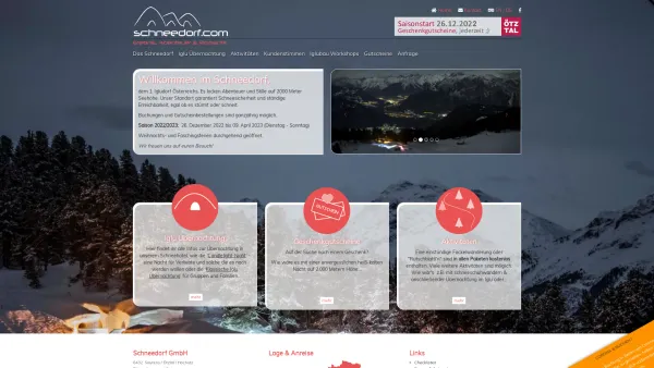 Website Screenshot: SCHNEEDORF 2700m Sölden RLEBEN Outdoor Veranstaltungen - Iglu Übernachtung im Schneedorf - Österreich - Date: 2023-06-26 10:20:59