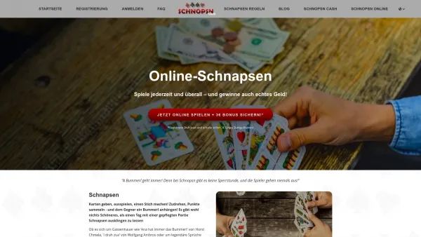 Website Screenshot: schnopsn.com GmbH - Schnapsen - Schnopsn Online App und um Echtgeld mit Schnopsn Cash - Date: 2023-06-26 10:26:43