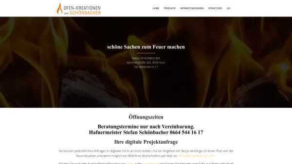 Website Screenshot: OFEN-KREATIONEN vom Schönbacher - Kachelöfen Kaminöfen Heizkamine vom SCHÖNBACHER – Stefan Schönbacher - Date: 2023-06-26 10:21:00
