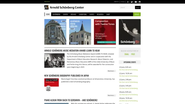 Website Screenshot: Arnold Schoenberg Center - Home - Date: 2023-06-26 10:21:01