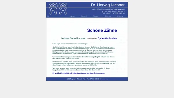 Website Screenshot: Schöne Zähne Dr. Herwig Lechner Tragwein - Schöne Zähne Tragwein - Date: 2023-06-26 10:21:02