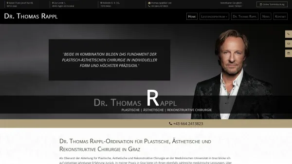 Website Screenshot: Thomas Rappl - Plastische Chirurgie in Graz - Dr. Thomas Rappl - Date: 2023-06-26 10:21:02