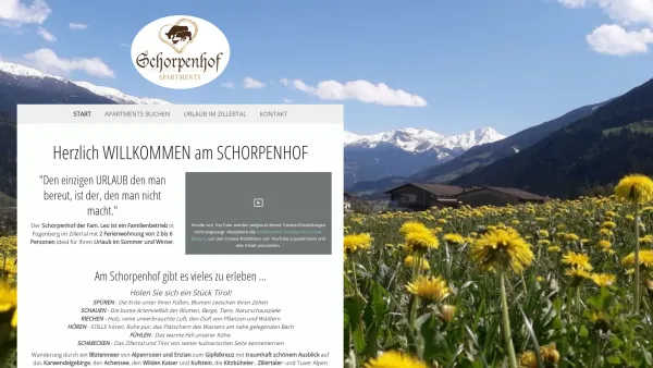 Website Screenshot: Ferienwohnung Schorpenhof Fügenberg im Zillertal - Herzlich WILLKOMMEN am SCHORPENHOF - schorpenhof2s Webseite! - Date: 2023-06-14 10:45:05