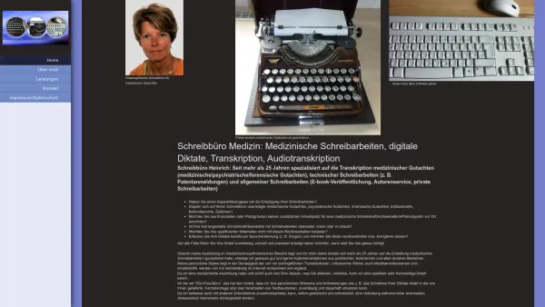 Website Screenshot: Schreib und Büroservice Jutta Heinrich - Schreibbüro Medizin / medizinische Gutachten - Home - Date: 2023-06-26 10:21:05