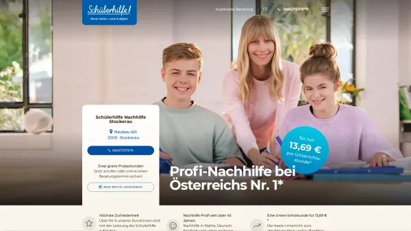 Website Screenshot: Schülerhilfe Stockerau - Nachhilfe Stockerau für Mathe, Deutsch, Englisch & Co. | Schülerhilfe - Date: 2023-06-15 16:02:34