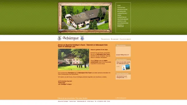 Website Screenshot: Gasthof zur Schuett - Pension Rauris Österreich Nationalpark Hohe Tauern » Nationalpark Hohe Tauern - Österreich - Zimmer, Vermietung, Urlaub am Bauernhof » HOME - Date: 2023-06-26 10:21:07