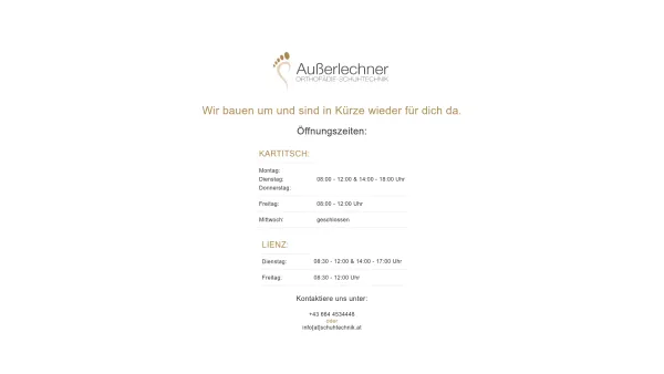 Website Screenshot: bei Außerlechner Orthopädie/Schuhtechnik - Außerlechner - Orthopädie Schuhtechnik - Date: 2023-06-26 10:21:07