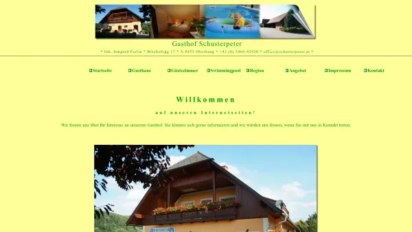 Website Screenshot: Gasthof Gasthaus Schusterpeter - "Gasthof Schusterpeter" - Date: 2023-06-26 10:21:10