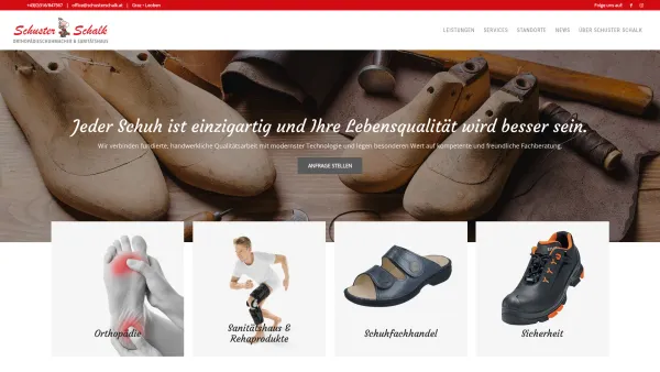 Website Screenshot: Schuster Schalk GmbH - Schuster Schalk – Sanitätshaus & Orthopädieschuhmacher - Date: 2023-06-15 16:02:34