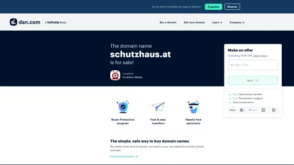 Website Screenshot: Institut f Technische Sicherheit SCHUTZ KUSS - The domain name schutzhaus.at is for sale | Dan.com - Date: 2023-06-26 10:21:10