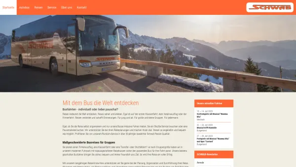 Website Screenshot: Reisebüro Taxi Autobus Schwab KEG - Schwab Reisen GmbH - Date: 2023-06-26 10:21:10