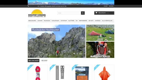 Website Screenshot: Bergsport Schwanda - Bergsport Schwanda Wien | das Fachgeschäft für Profis und Genießer - Date: 2023-06-15 16:02:34