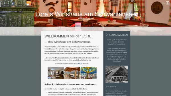 Website Screenshot: Alpenrestaurant Zur LORE - Lore's Wirtshaus am Schwarzensee - Date: 2023-06-14 10:45:06