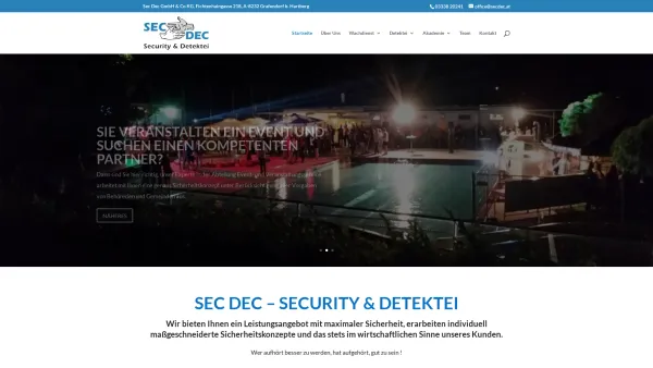Website Screenshot: Sec Dec Security & Detektei - Sicherheitsdienst & Detektei - SecDec Gmbh & Co KG - Date: 2023-06-26 10:21:16