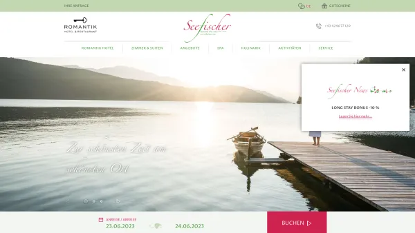 Website Screenshot: Romantikhotel Seefischer am Millstättersee - Hotel am See | Romantik SPA Hotel Seefischer****S - Date: 2023-06-26 10:21:17