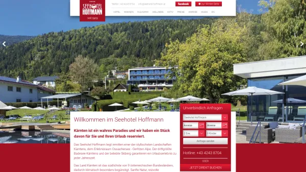 Website Screenshot: Seehotel Hoffmann - Willkommen im Seehotel Hoffmann | seehotel-hoffmann.at - Date: 2023-06-26 10:21:17
