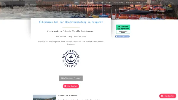Website Screenshot: Bootsvermietung am Bregenzer Gondelhafen und unser Seetaxi - Home - Bootsvermietung Bregenz - Date: 2023-06-26 10:21:19