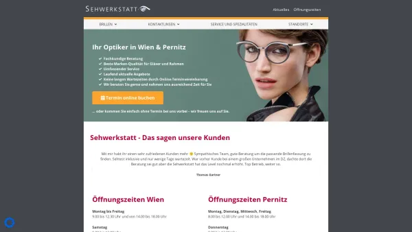 Website Screenshot: Sehwerkstatt Augenoptiker - Optiker Wien ❱❱ kommen Sie zur SEHWERKSTATT ... - Date: 2023-06-26 10:21:20
