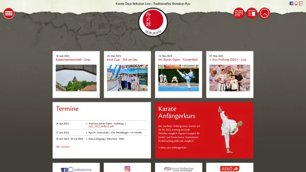 Website Screenshot: Karate sei bu kan Kampfkunst Karate Club Linz seibukan dojo ASKÖ ÖKB Sport Selbstverteidigung Karateverein Funakoshi Havlik Shotok - Home - Karate Dojo Seibukan Linz - Date: 2023-06-26 10:21:20