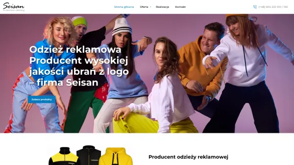 Website Screenshot: Seisan GmbH - OdzieÅ¼ reklamowa producent | Seisan - Date: 2023-06-26 10:21:20