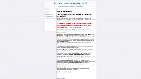 Website Screenshot: Dr. med. H.-P. SEIT - Home - Date: 2023-06-14 10:45:09