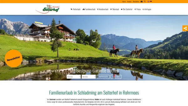 Website Screenshot: Hans Hotel Seiterhof Schladming Rohrmoos - Reiturlaub im Sommer am Seiterhof | Skiurlaub in Schladming - Date: 2023-06-26 10:21:20