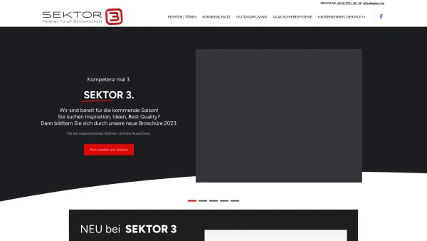 Website Screenshot: Sektor 3 - Fenster-Tueren-Montage-SEKTOR3 - Sektor 3 - Fenster Türen Sonnenschutz - Date: 2023-06-15 16:02:34