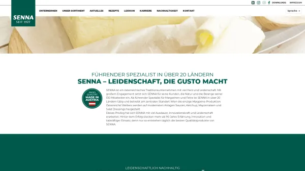 Website Screenshot: SENNA Ihr Partner fürs Braten Backen und Verfeinern - Senna | Startseite - Date: 2023-06-26 10:21:23