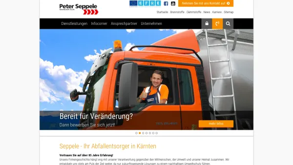 Website Screenshot: Peter Seppele Ihr Partner allen Entsorgungsfragen - Peter Seppele Gesellschaft m.b.H. - Abfallwirtschaft - Brennstoffe - Dämmstoffe - Date: 2023-06-26 10:21:23