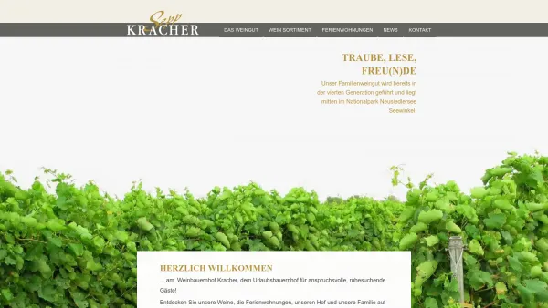 Website Screenshot: Weingut Sepp Kracher Apetlon - Weingut Sepp Kracher | Urlaub am Weinbauernhof - Date: 2023-06-26 10:21:23