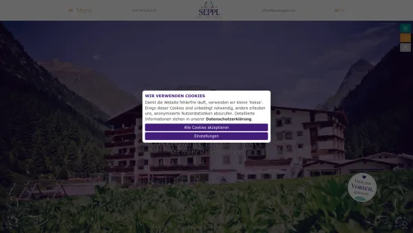 Website Screenshot: Berghotel Seppl Bruno Sport und Vitalhotel Seppl - 4 Sterne Urlaub - Sport & Vital Hotel Seppl - Pitztal in Tirol - Österreich - Date: 2023-06-15 16:02:34