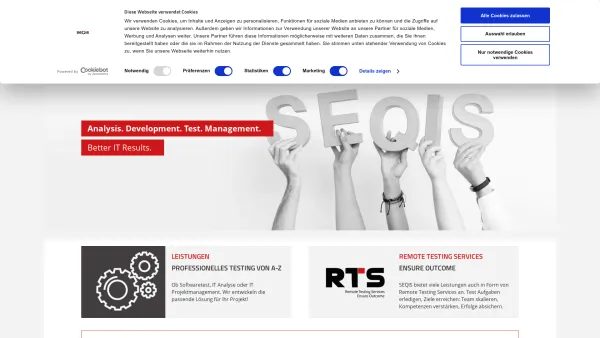 Website Screenshot: SEQIS GmbH - SEQIS - Analysis. Development. Test. Management. Better IT Results. - Date: 2023-06-26 10:21:23