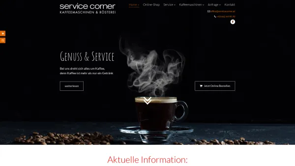 Website Screenshot: Service Corner GmbH - Kaffee | Kaffeemaschinen | Service | Salzburg - Service Corner GmbH - Date: 2023-06-26 10:21:25