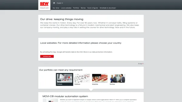 Website Screenshot: drive technology from SEW-EURODRIVE - Corporate Website | SEW-EURODRIVE - Date: 2023-06-14 10:45:11