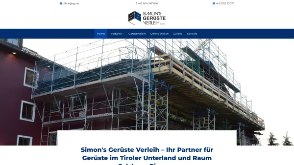 Website Screenshot: Simons Gerüste Verleih - Gerüstverleih von Simon's Gerüste Verleih GmbH im Tiroler Unterland und Raum Salzburg-Pinzgau - Date: 2023-06-26 10:21:25