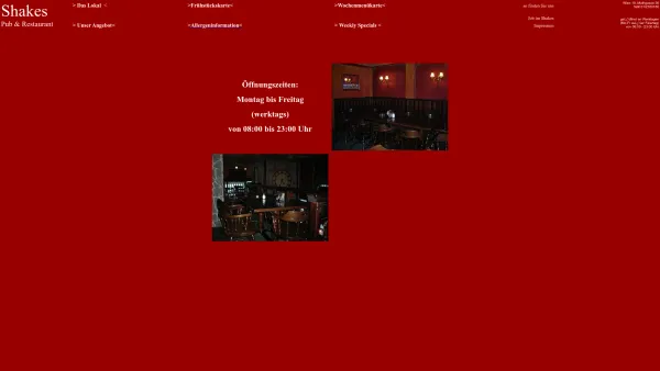 Website Screenshot: Shakes Bierpub Restaurant  Wien 19. Muthgasse 56  - Shakes - Pub Restaurant - Date: 2023-06-26 10:21:25