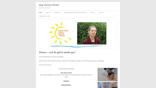 Website Screenshot: Shiatsu-Massage-Praxis Mag. Barbara Binder Zweigstelle Wien - Mag. Barbara Binder – Dipl. Shiatsu-Praktikerin - Date: 2023-06-26 10:21:28