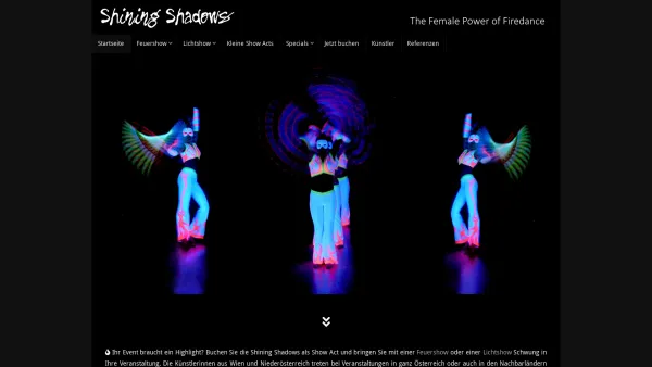Website Screenshot: Feuershow und UV Lichtshow Shining Shadows - FEUERSHOW & LICHTSHOW aus Wien - Künstler buchen für atemberaubende Showeinlagen - Date: 2023-06-26 10:21:28