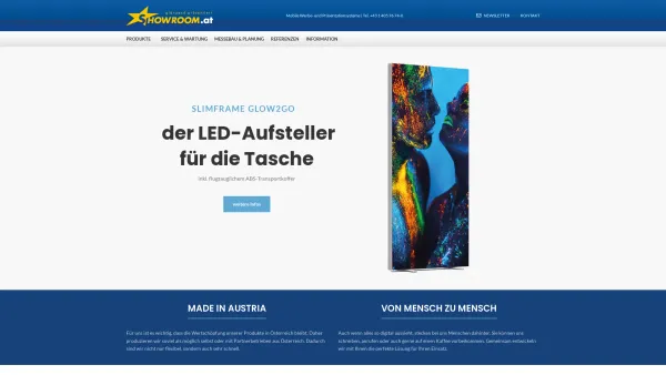 Website Screenshot: Showroom GmbH - showroom.at – mobile Werbe- und Präsentationssysteme - Date: 2023-06-26 10:21:28