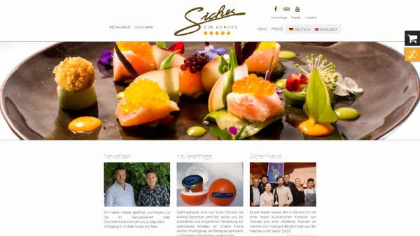Website Screenshot: Fischrestaurant Sicher - Fischrestaurant Sicher KG - Kärntner Saiblingskaviar - Date: 2023-06-15 16:02:34