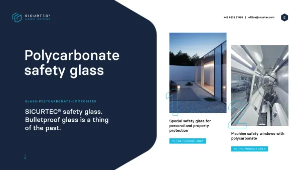 Website Screenshot: SICURTEC Laminatglastechnik GesmbH - ▷ Safety glass with polycarbonate | Better than bulletproof glass | SICURTEC® - polycarbonate glass, machine safety windows, bulletproof glass, laminate glass, containment glazing, glass-clad polycarbonate - Date: 2023-06-26 10:21:31