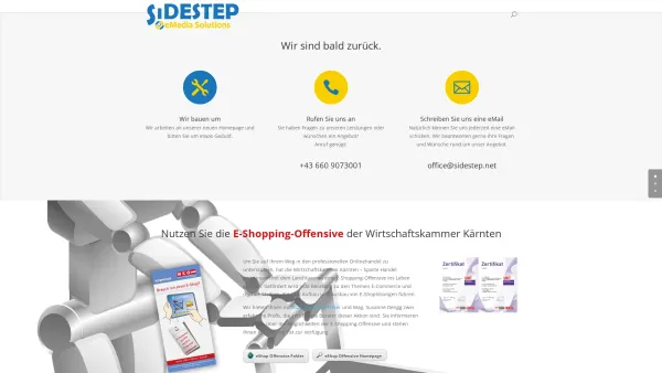 Website Screenshot: SideStep Different Media Solutions - SiDESTEP - eMedia Solutions | Ihr Partner für Homepages, Web-Shops, Social Media und eLearning. - Date: 2023-06-26 10:21:31