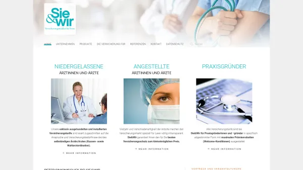 Website Screenshot: SIE & WIR Versicherungsmakler und Beratungsgesellschaft m.b.H. - Sie&Wir Versicherungsmakler für Ärzte - Home - Date: 2023-06-15 16:02:34