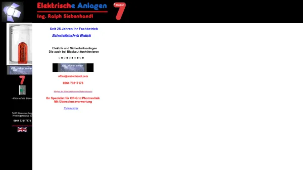 Website Screenshot: Elektro7 Ing.Ralph Siebenhandl - Elektrische Anlagen - Date: 2023-06-26 10:21:31
