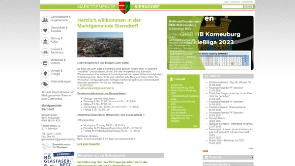 Website Screenshot: Gemeindeamt d Marktgemeinde auf derder MARKTGEMEINDE SIERNDORF/N - Herzlich willkommen in der Marktgemeinde Sierndorf! | Sierndorf - Date: 2023-06-26 10:21:31