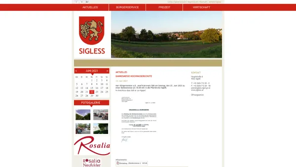 Website Screenshot: Gemeinde Sigleß - Gemeinde Sigless - Aktuelles - Date: 2023-06-26 10:21:31