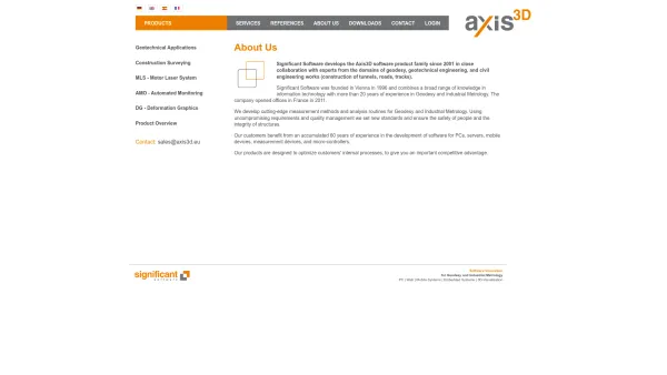 Website Screenshot: Significant Software - Axis3D - Significant Software - Das Unternehmen - Date: 2023-06-26 10:21:31