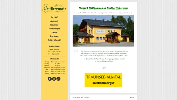 Website Screenshot: Gasthof-Pension Silbermair St. Konrad Salzkammergut Oberösterreich - Gasthof Silbermair in St. Konrad - Österreichische Küche - Date: 2023-06-26 10:21:34